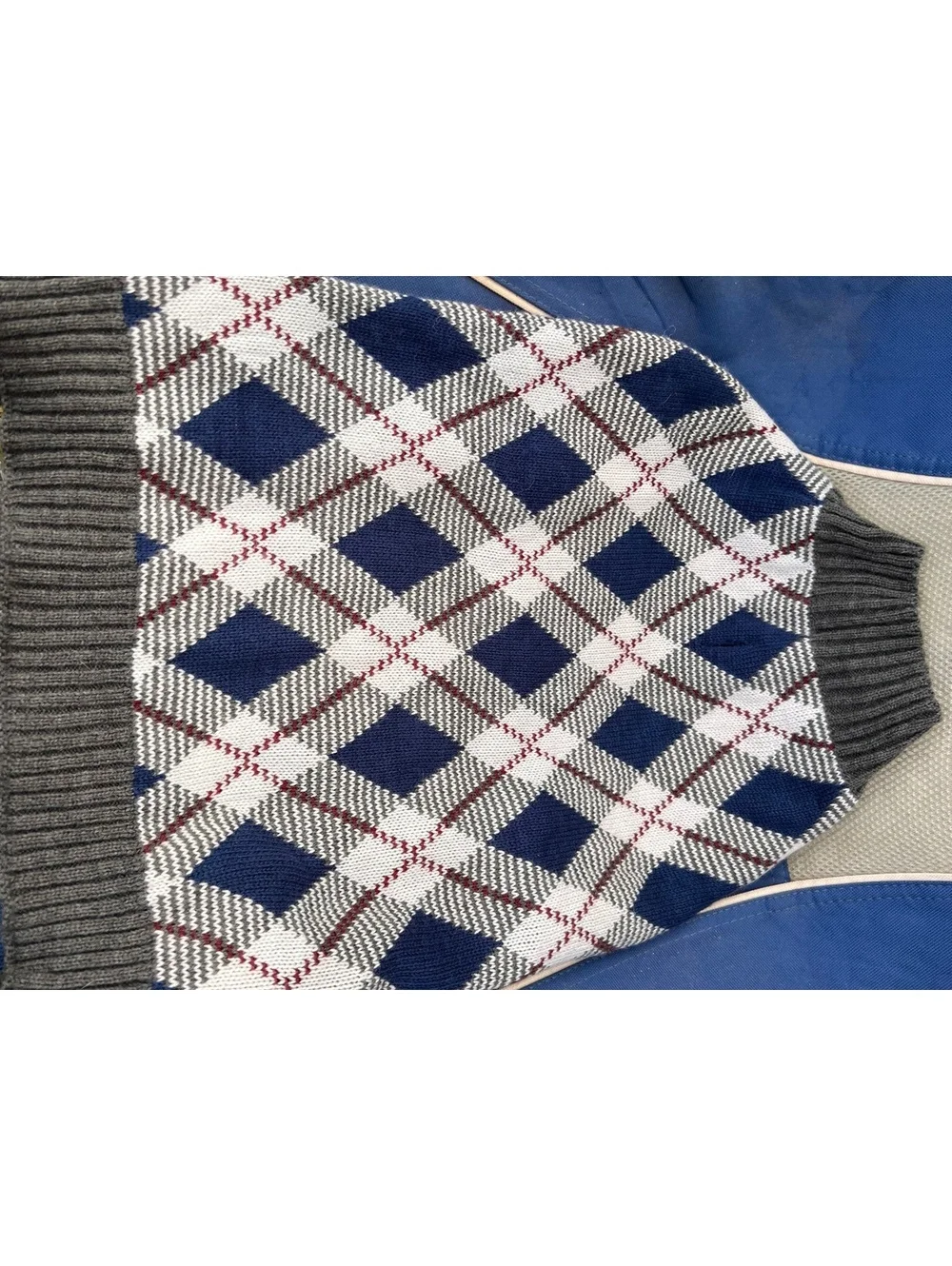 Vibrant Life Dog Medium Turtleneck Sweater with Argyle and Patterned Sleeves